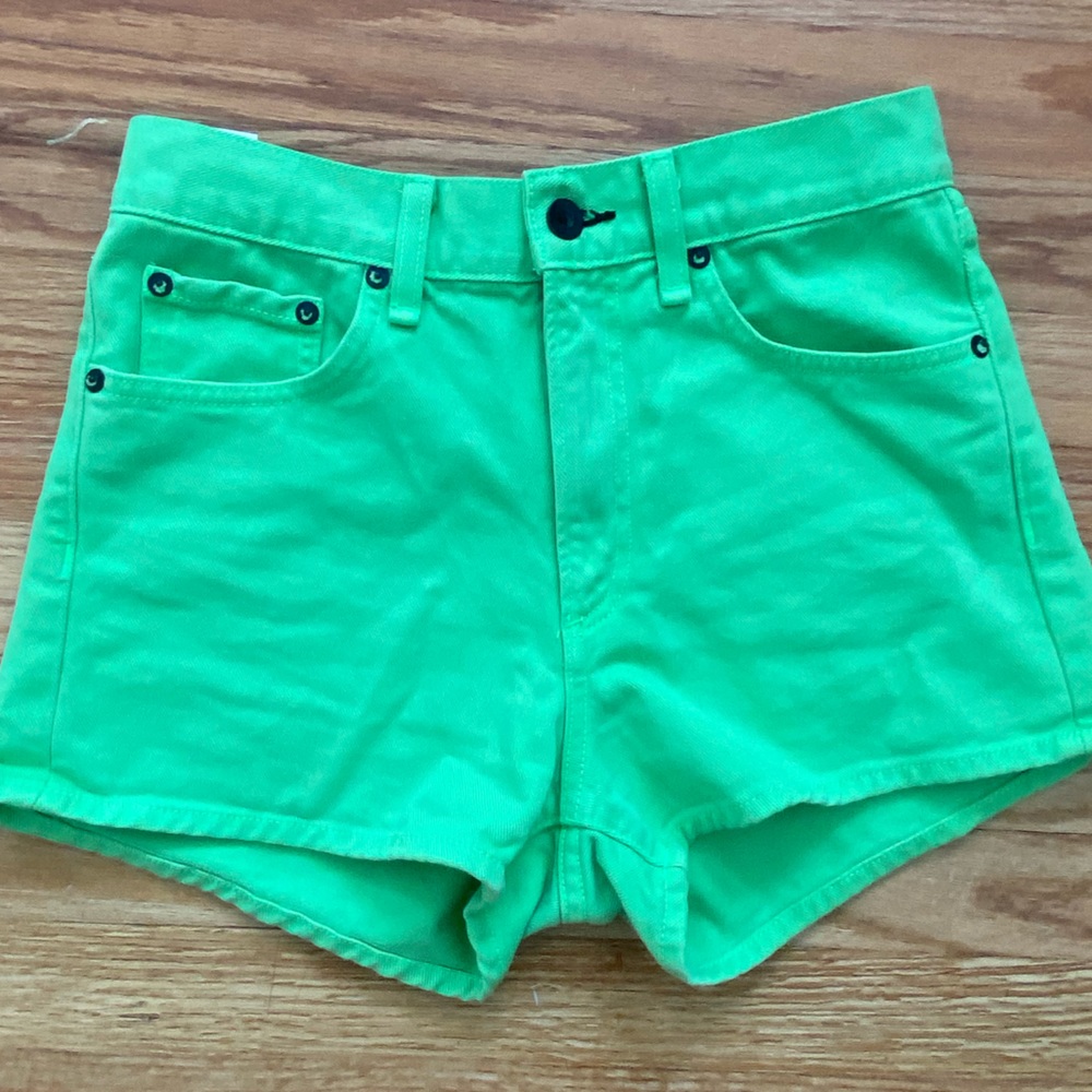 Rag and Bone neon green denim shorts